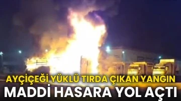 Gaziantep'te ayçiçeği yüklü tırda çıkan yangın maddi hasara yol açtı
