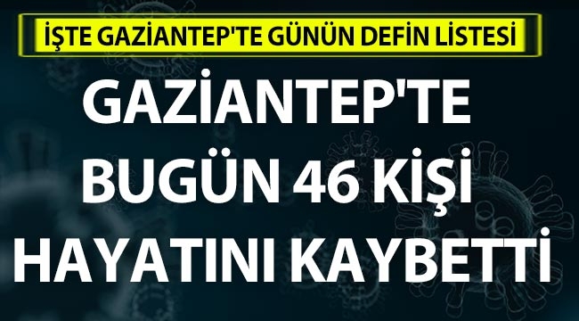 Gaziantep’te bugün 46 kişi hayatını kaybetti