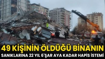 Gaziantep'te depremlerde 49 kişinin öldüğü binanın sanıklarına 22 yıl 6'şar aya kadar hapis istemi