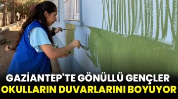 Gaziantep'te gönüllü gençler okulların duvarlarını boyuyor