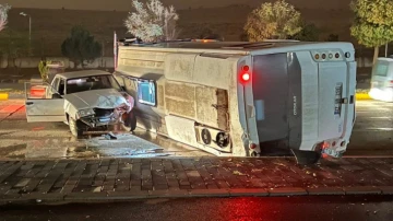 Gaziantep'te polis servis aracı takla attı
