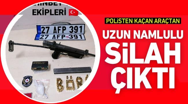 Gaziantep’te polisten kaçan araçtan uzun namlulu silah çıktı