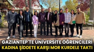 Gaziantep'te üniversite öğrencileri kadına şiddete karşı mor kurdele taktı