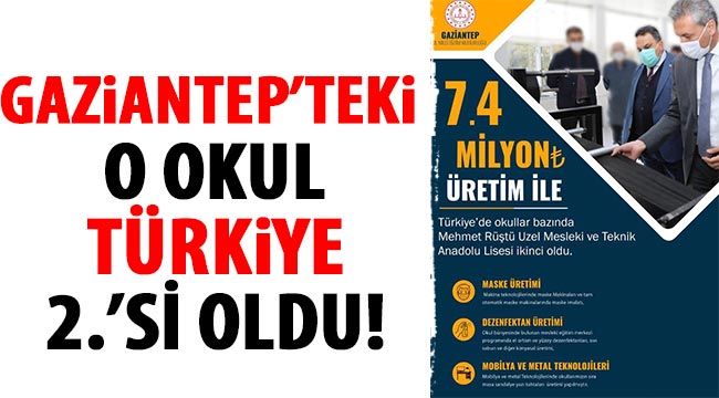 Gaziantep’teki o okul Türkiye 2.’si oldu!