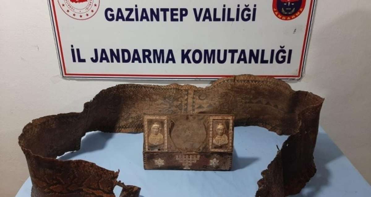 Gaziantep'te İbranice yazıların bulunduğu piton derisi ele geçirildi
