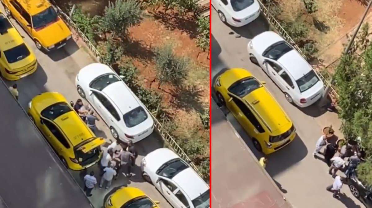 Görüntü Gaziantep'ten! Taksicilerin tekme tokat kavgası saniye saniye kamerada