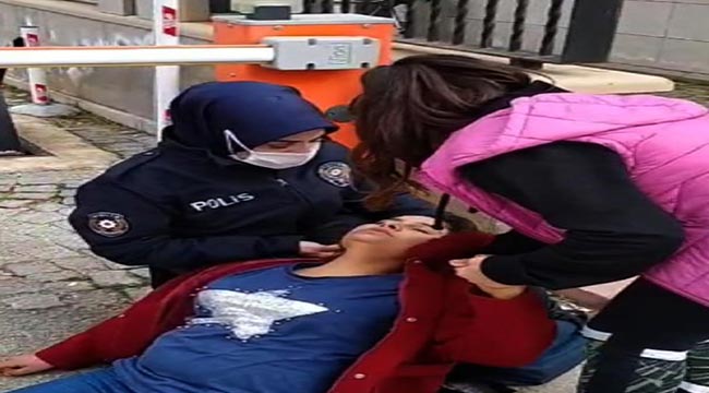 İslahiye'de baygınlık geçiren hamile kadına kadın polis memuru yardım etti