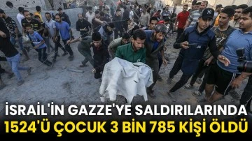 İsrail'in Gazze'ye saldırılarında 1524'ü çocuk 3 bin 785 kişi öldü