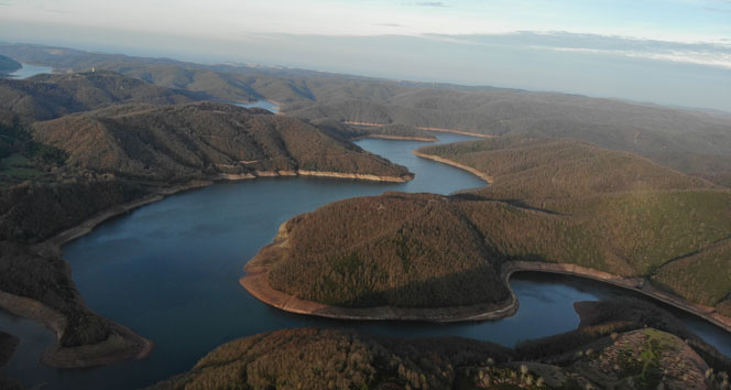 İstanbul'da kuraklıkta doluluk oranı en yüksek olan Darlık Barajı havadan görüntülendi