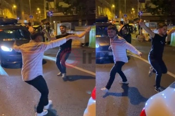 İstanbul’da yol kapatıp oynayan magandalar kamerada: Polis ceza yağdırdı