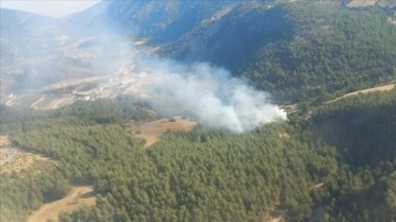 İzmir Kınık'ta çıkan orman yangınına karadan ve havadan müdahale ediliyor