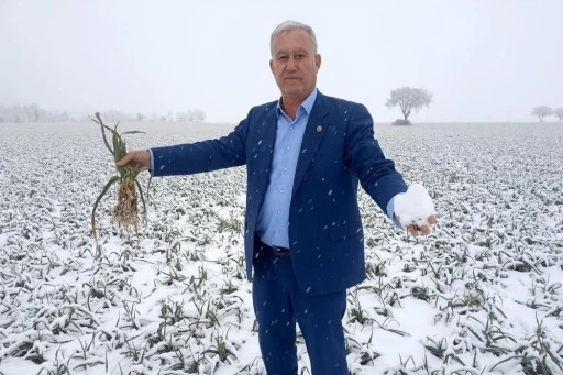  Kar yağışı sarımsak &uuml;reticisinin y&uuml;z&uuml;n&uuml; g&uuml;ld&uuml;recek