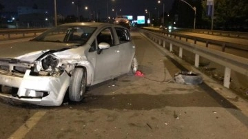 Kazada kopan tekerlek başka kazaya sebep oldu