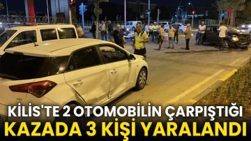 Kilis'te 2 otomobilin çarpıştığı kazada 3 kişi yaralandı