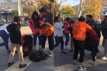 Kız öğrencilerin kavgası kameralara yansıdı