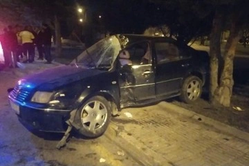 Kontrolden çıkan otomobil ağaca çarptı: 5 yaralı