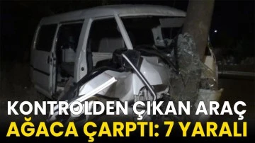 Kontrolden çıkan otomobil ağaca çarptı: 7 yaralı