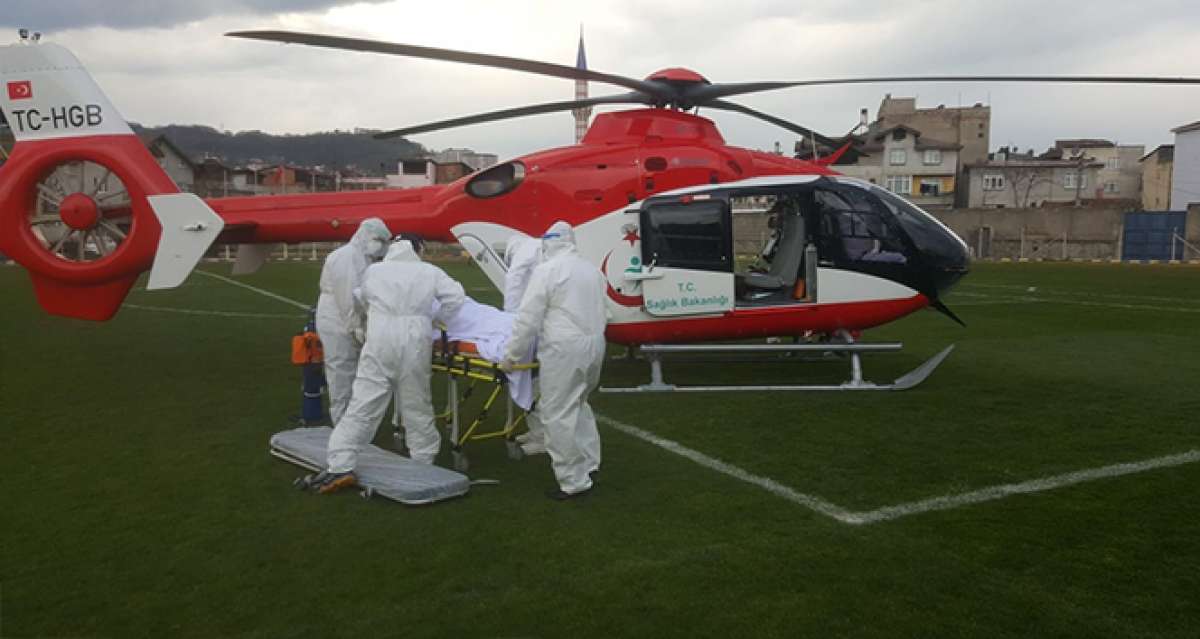 Korona hastası ambulans helikopterle Trabzon'a sevk edildi