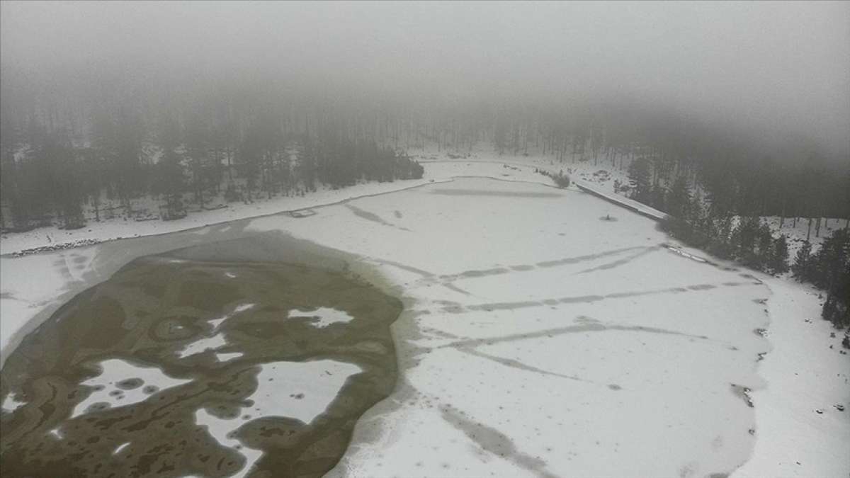 Köyceğiz'deki Gökçeova Göleti buz tuttu