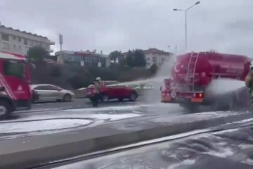 Maltepe'de, İBB'nin atık yağ taşıma tankerinde korkutan yangın