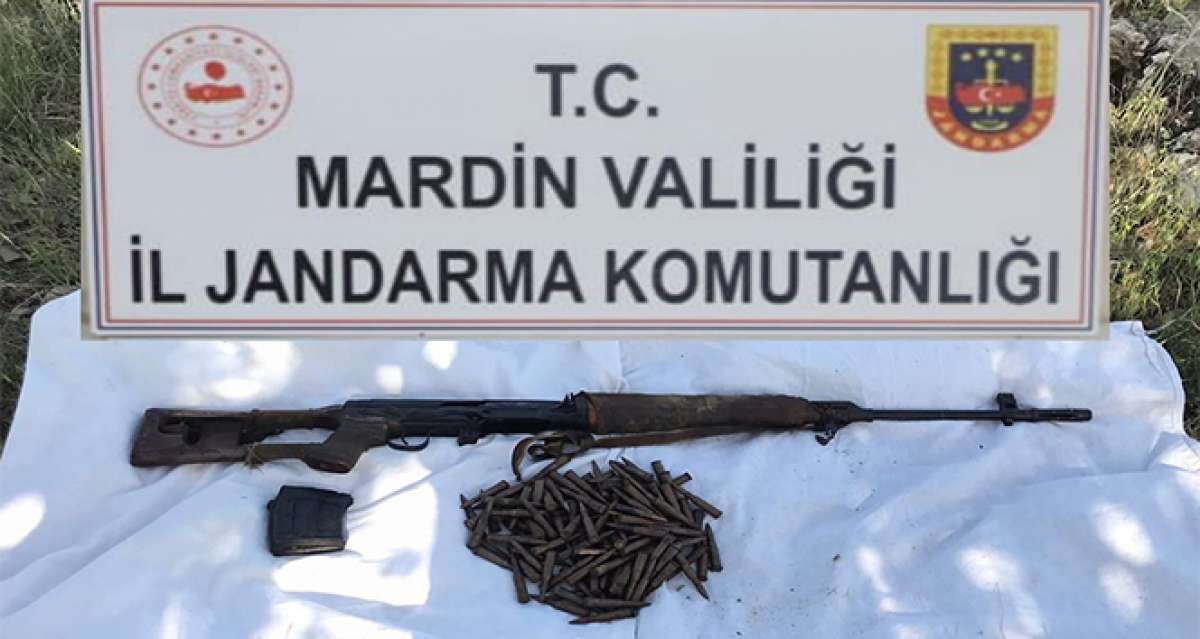 Mardin'de teröristlere ait keskin nişancı tüfeği ele geçirildi