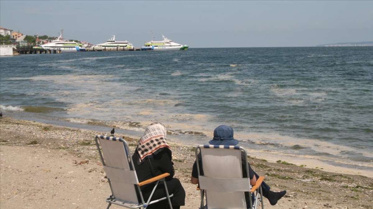 Marmara Denizi'ndeki müsilaj Çanakkale ve Bursa kıyılarında rüzgarın etkisiyle yüzeyde görülüyo