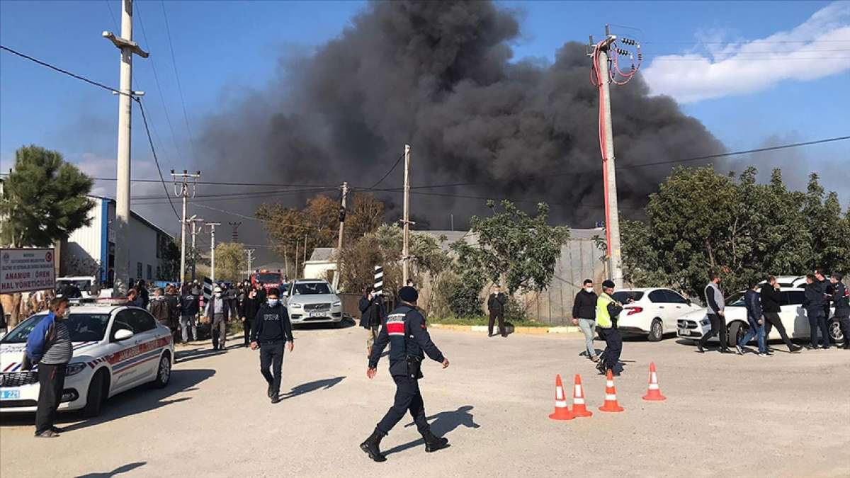 Mersin'de muz sarartma tesisinde çıkan yangına müdahale ediliyor