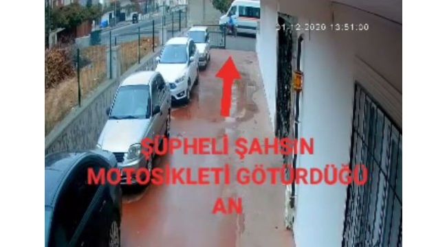 Motosiklet hırsızı güvenlik kamerasına yakalandı