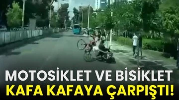 Motosiklet ve bisiklet kafa kafaya çarpıştı!