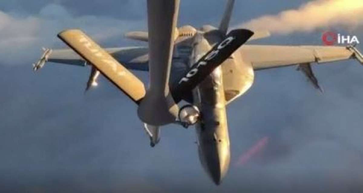 MSB, ABD'ye ait F-18 savaş uçağına yapılan yakıt ikmalinin görüntülerini paylaştı