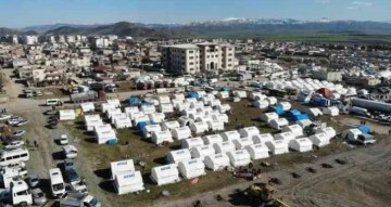 Nurdağı’nda kurulan çadırkent havadan görüntülendi
