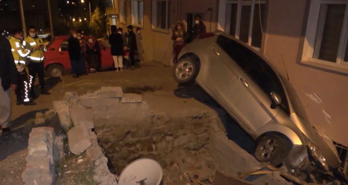Otomobil apartmana daldı: Mahalleli 'deprem oldu' sandı
