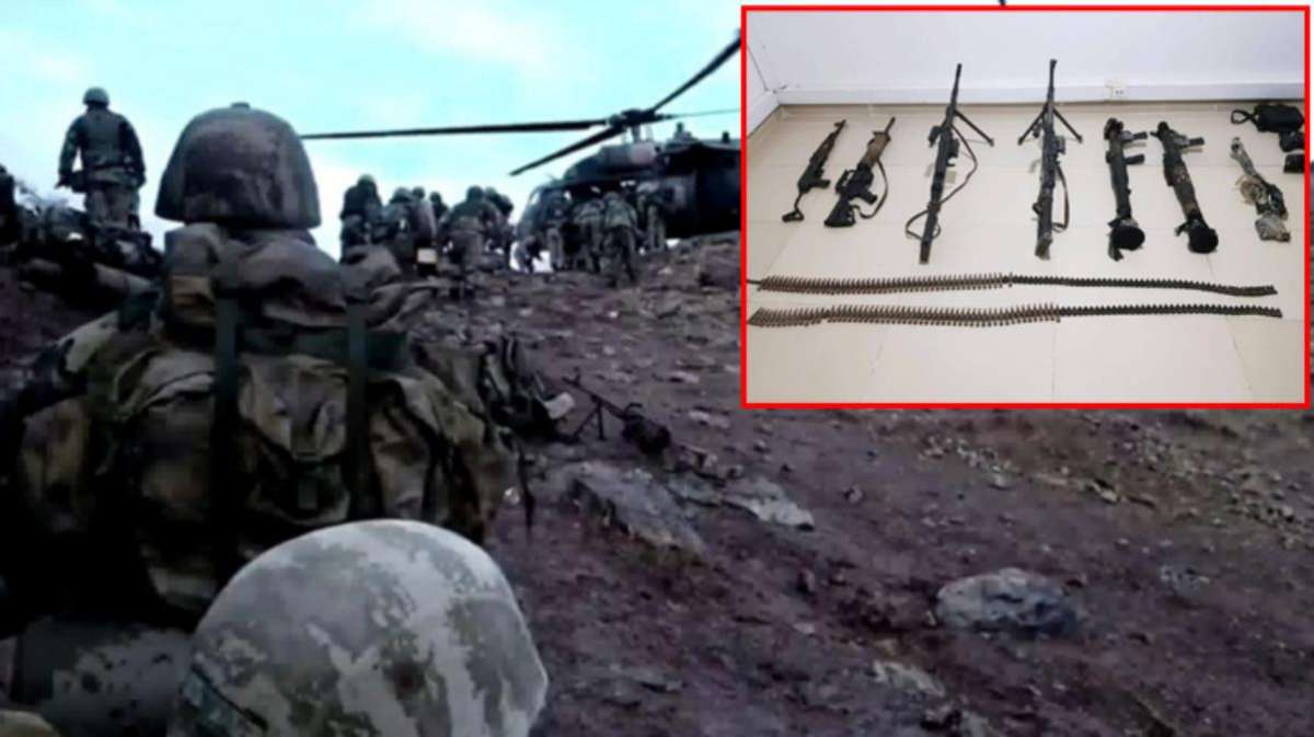 PKK'nın 13 vatandaşımızı şehit ettiği mağarada çok sayıda silah ve mühimmat ele geçirildi