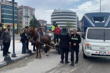 Polisin dur ihtarına uymayan at arabası ortalığı birbirine kattı