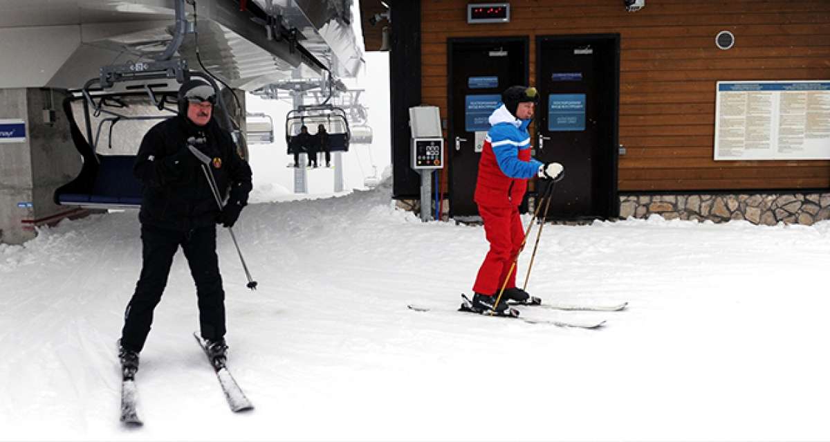 Putin ve Lukaşenko'nun kayak keyfi