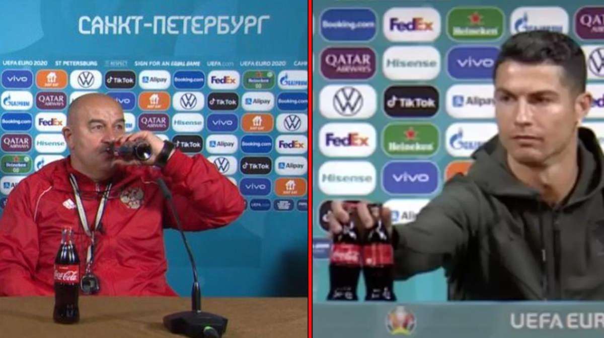 Rusya hocasından olay gönderme! Ronaldo'nun masadan kaldırdığı kolayı keyifle içti