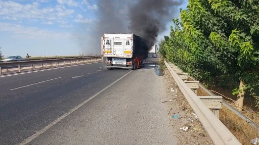 Şanlıurfa'da seyir halindeki tır alev aldı