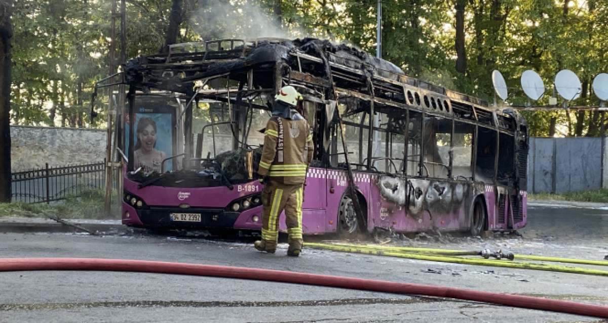 Sarıyer'de İETT otobüsü alev alev yandı