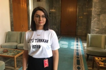 Şehit kızından İYİ Parti Grup Toplantı Salonu önünde Türkkan'a tepki