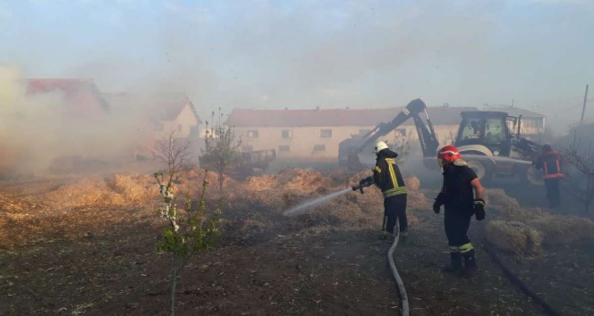 Suluova'da samanlık yangını: 20 ton saman kül oldu