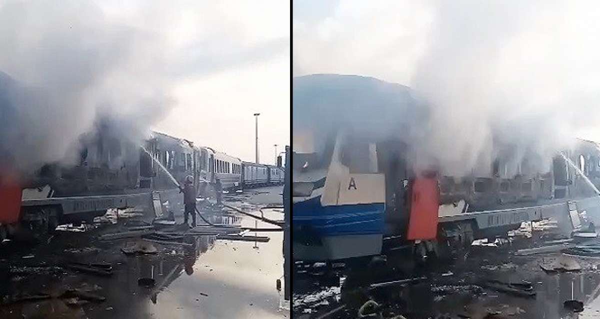 Tarsus'ta tren vagonu yandı