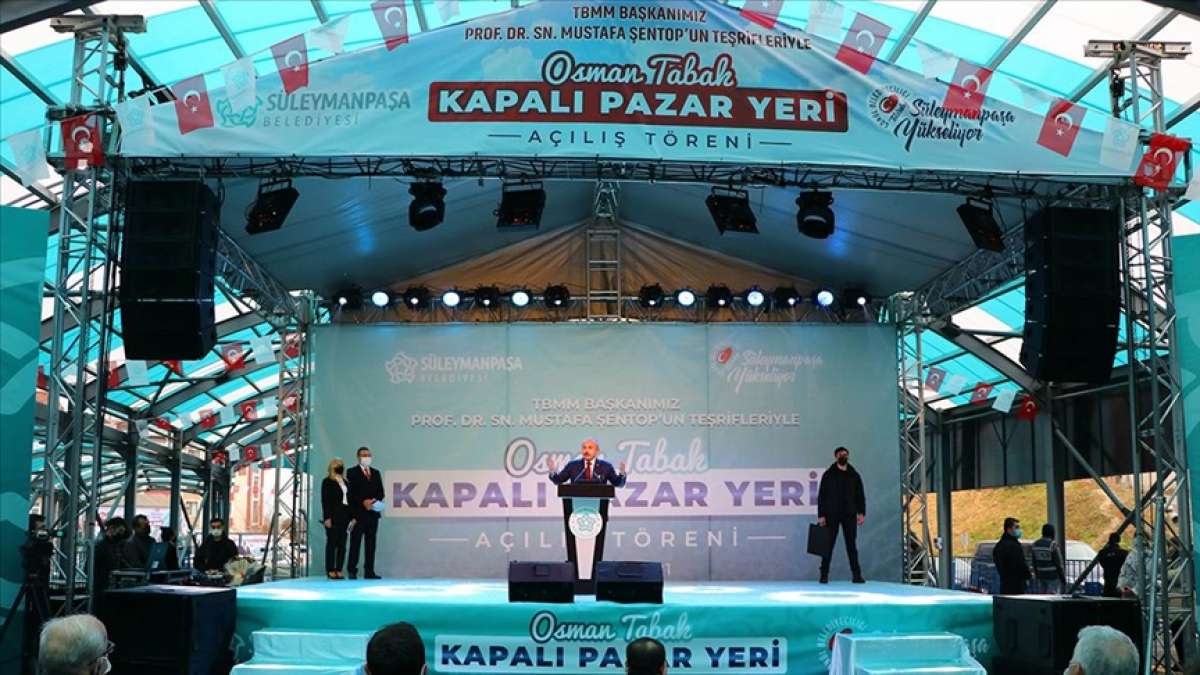 TBMM Başkanı Şentop Tekirdağ'da pazar yeri açılışına katıldı
