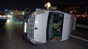Tekirdağ'da servis aracı devrildi 9 işçi yaralandı