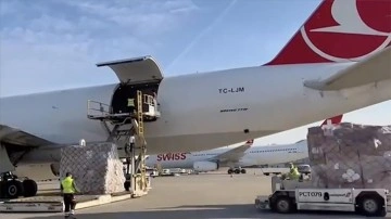 THY, İsviçre'den 67,3 ton insani yardım malzemesi getirdi