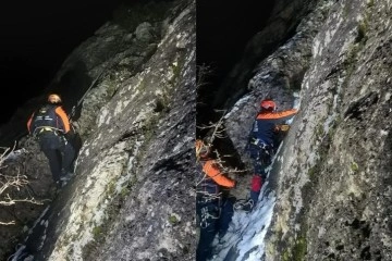 Tırmandığı kayanın üstünde mahsur kalan kişi kurtarıldı