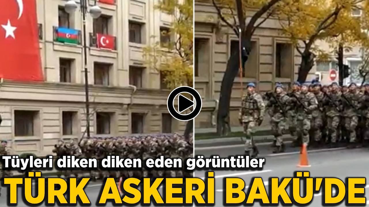 Türk askeri Bakü'de Zafer Töreni'ne hazırlanıyor: Tüyleri diken diken eden görüntüler!