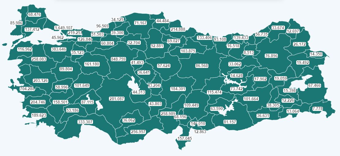 Türkiye aşı haritası 11 Mart 2021 