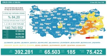 Türkiye'de koronavirüs salgınının son 24 saati: 185 can kaybı, 65 bin 503 yeni vaka