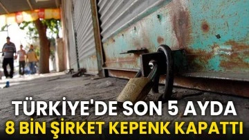 Türkiye'de son 5 ayda 8 bin şirket kepenk indirdi