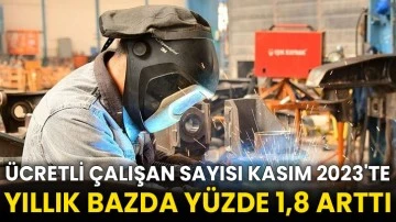 Ücretli çalışan sayısı Kasım 2023'te yıllık bazda yüzde 1,8 arttı